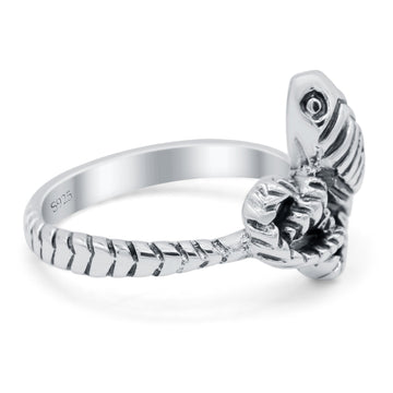 Snake Ring Oxidized Band Solid 925 Sterling Silver (13mm)
